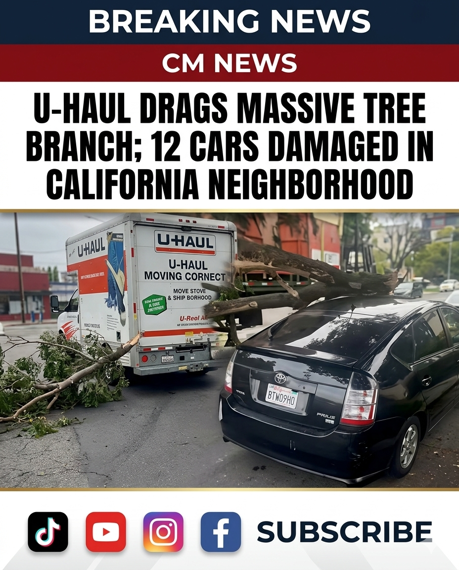U-Haul Truck Dragging Tree Branch Damages 12 Cars in California Neighborhood